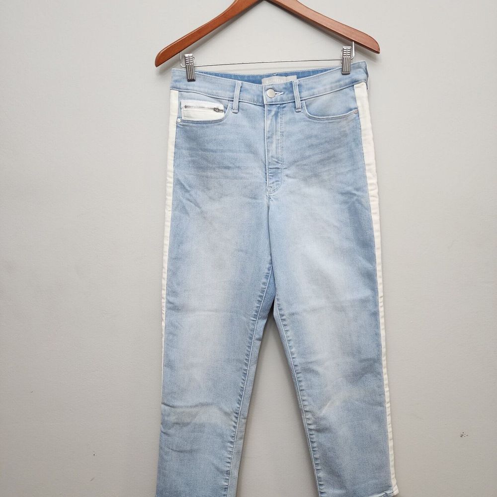 Light Wash Blue Women's Jeans with White Side Stripe